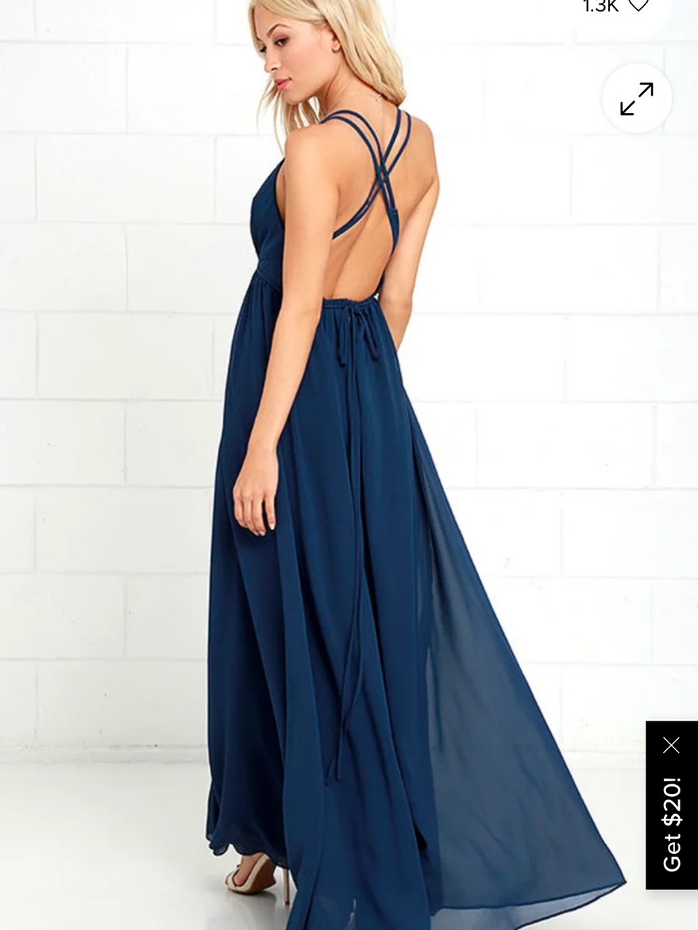 Lulus Flutter Freely Navy Blue Maxi Dress